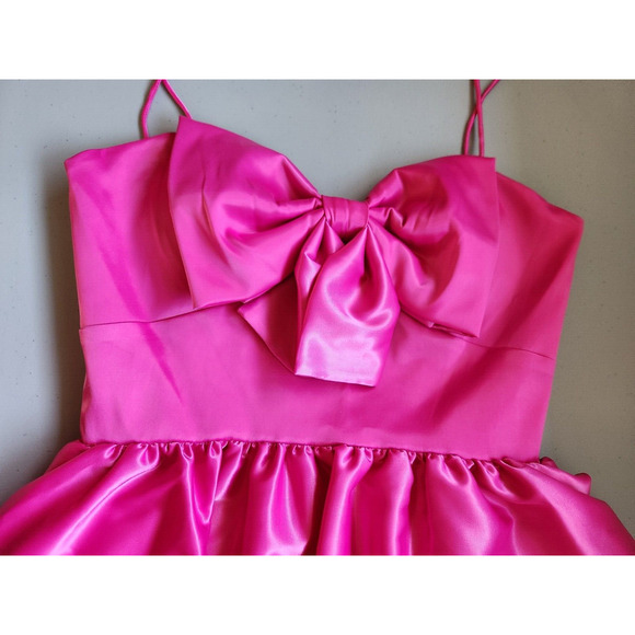 NWT Mac Duggal Bow Bubble Mini Dress Size 4 Hot Pink #9J505 - Picture 4 of 10